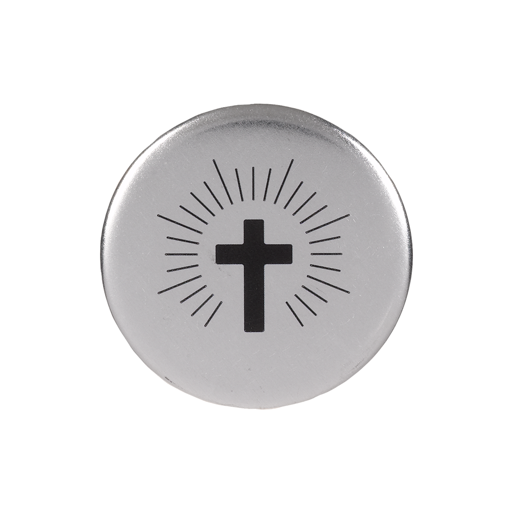 Memori-Button – silber, Kreuz (0831)